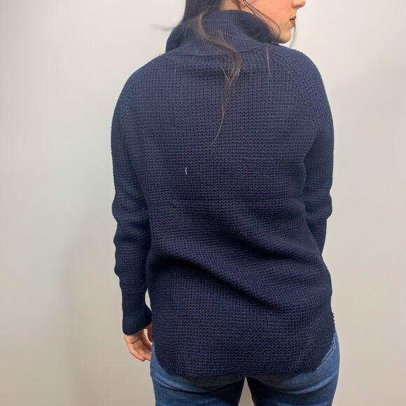 RDI Navy Blue Quarter Zip Tight Knit Sweater - Picture 7 of 9